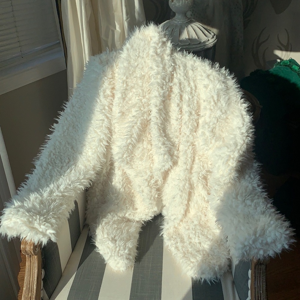 Cream faux fur coat